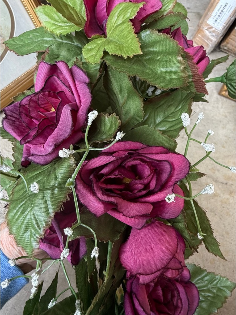 Vintage Home Interiors Burgundy Rose Vertical Swag.